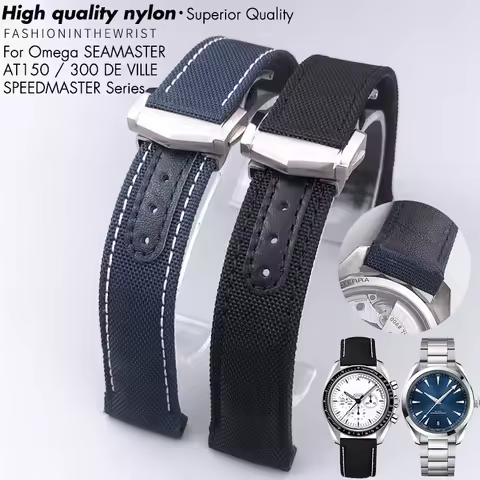 19mm 20mm 21mm Nylon Fabric Watchband Fit For Omega AT150 Seamaster 300 Planet Ocean De Ville Speedm
