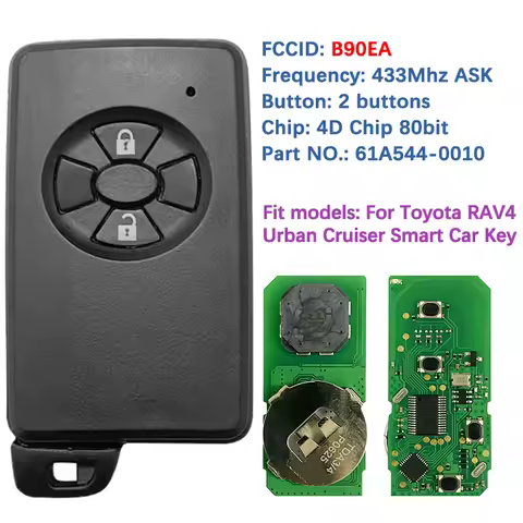 CN007199 Aftermarket Smart Key 2 Button B90EA 4D-67 P1 98 Chip 433MHz ASK 61A544-0010 89904-12170 Fo