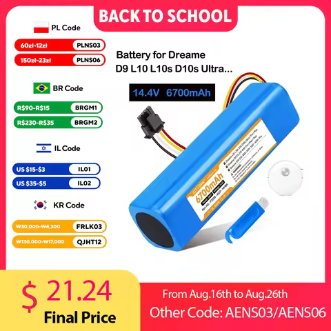 14.4V 6700mAh P2008-4S2P-MMBK Replacement Battery for Dreame D9 L10 F9 L10s Ultra D10s Z10 W10 Pro P