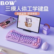 B.O.W Worldwide K666Three-mode Ergonomic Wireless Bluetooth Keyboard Rechargeable Cute Girls High-Lo