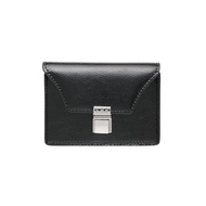 Modic 復古金扣三層風琴式真皮卡夾 黑色