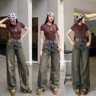 Acasey กางเกงยีนส์ผู้หญิง ขายาว ขากระบอกใหญ่ งานเบสิคผ้านุ่ม Good Girls Baggy Jeans ไซส์ S - XL