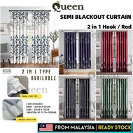 Langsir Tingkap Murah Hook & Rod 2IN1 Type Modern Langsir Sliding Door / Blind Curtain Door Curtain