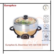 EuropAce 5.0L Deluxe Electric Steamboat with Grill ESB 3501S (1 Year Warranty)