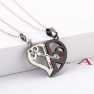 Key Lock Simple Jigsaw Jewelry Heart Love Couple Pendant Necklace Valentine's Day Gift