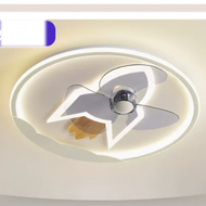 DDS - 現代吸頂電風扇吊燈（白色-45CM-無極調光-遙控+小米小愛版）#N270_009_100