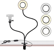 Webcam Light Stand for Live Stream, Selfie Ring Light with Webcam Mount for Logitech C925e, C922x, C