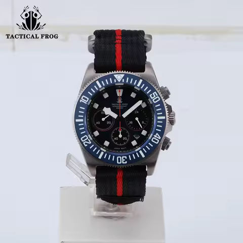 Tactical Frog FXD2 Titanium Diving Watch For Men Chronograph VS75B Solar-powered Quartz Movement Wat