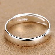 9999 solid silver couple rings, a pair of women's sterli9999足银情侣戒指一对女纯银光面男士尾戒单身戒开口霸气指环11.26
