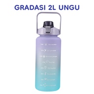 Botol Minum Straw Korea 1,5 - 2 Liter Gradient Transparan Motivasi - UNGU 2L