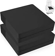 Menkxi 2 Pcs Recliner Chair Memory Foam Pillows Seat Cushions 20 x 20 x 5 Inch for Elderly Extra Large Thick Pads for Seniors Square Thick Non Slip Seat Cushion for Recliners, Couches (Black)