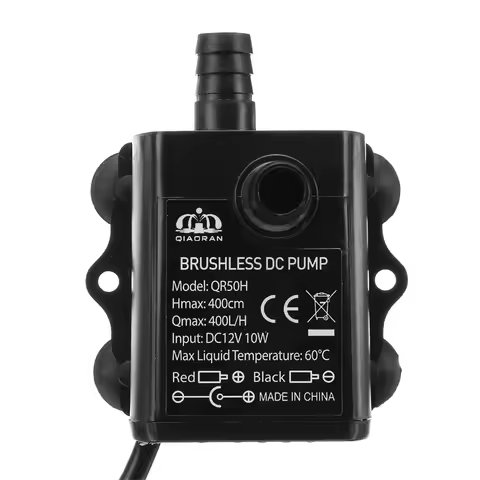 DC 12V Water Pump QR50H 4M 10W 400L/H Flow Rate Brushless Motor Submersible Pump for Aquarium Founta