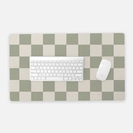 Sage Green Checkered Desk Mat - Aesthetic Office Decor, Modern Desk Accessory, Large Mouse Pad, Home
