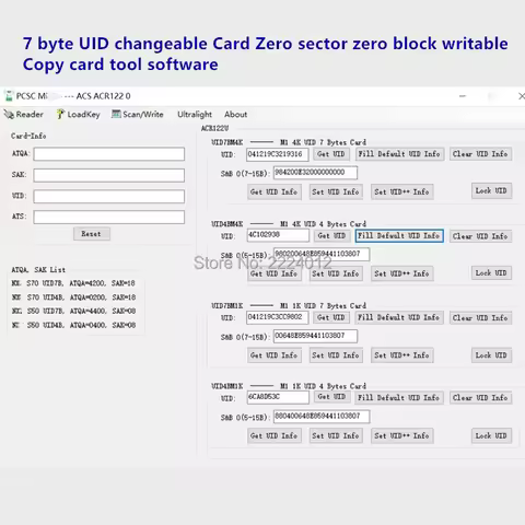 PCSC Copy Duplicate Software Clone back up MFS50 1k MF4K S70 chip 4 byte /7 byte UID Changeable rfid