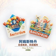 Netherlands Amsterdam Flower Refrigerator Stickers Three-Dimensional Magnetic Stickers Travel Collec