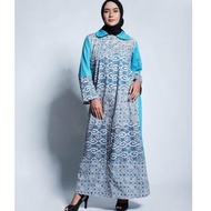 BATIK TRUSMI Atasan Wanita Dress Gamis Batik Kombinasi INDG