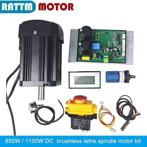 850W 1100W DC Brushless Lathe Spindle Motor With Control Board Card Controller + Wire For CD-210V MX