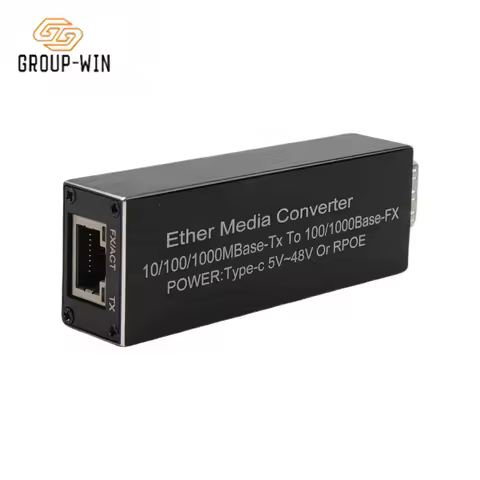 1.25G Mini RPOE Media Converter Slot SFP Transceiver Module 5V DC Type-C input 1 1.25g SFP Slot 1 RJ