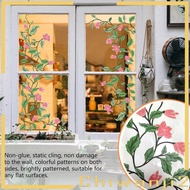 [Chiwanji2] Window Sticker Glass Decal Easy to Peel Flower Window Cling Static Window Decal