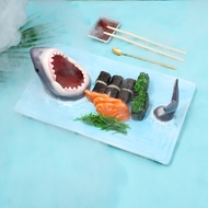 【Eco-friendly】 Ceramic Sushi Plate Shark Shape Rectangle Dessert Cake Snack Cheese Board Japanese-St
