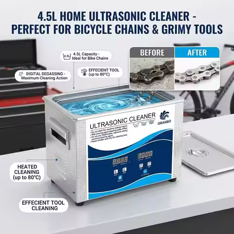 Granbosonic 4.5L Ultrasonic Cleaner with Digital Display 180W Heater Timer 40kHz for Dental 3D Model