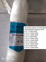 Jaring ikan arida 0.15 70md/80yds yoko UKURAN TINGGAL PILIH 1-4½ inchi Jaring arida pukat ikan jaring arida original