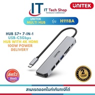 UNITEK H1118A HUB S7+ 7-in-1 USB-C 5Gbps Hub with 4K HDMI and 100W Power Delivery