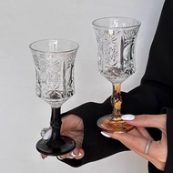 Vintage INS-style Highball Glass | Flared Embossed Red Wine Glass, Minimalist Waisted Glass for Alco