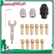 16Pcs Drill Chuck Collet Set, 1/32 to 1/8inch Drill Chuck Collet Set with 11Pcs Brass Collet, 3Pcs C