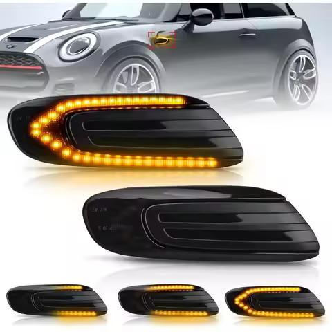 For Mini Cooper One F55 F56 F57 Dynamic LED Indicator Side Repeater Light Black