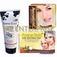 Arena Gold Acne Whitening Face wash Milk Extract / Facial Cleanser + Arena Beauty Cream + Arena Soap