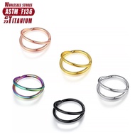 Piercing Rings with Open Stacked Design for Women and Men Nose Ring Hoops F136 Titanium DoubleSeptum
