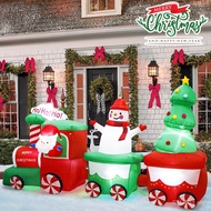 8 Ft Long 4.5 Ft Tall Christmas Train Inflatable Outdoor Yard Decoration, Blow Up Santa Claus Drivin