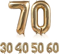 Number Balloon 70 Gold Giant Number Foil Balloon 70th Birthday 107 cm, Balloon 70th Birthday Women M