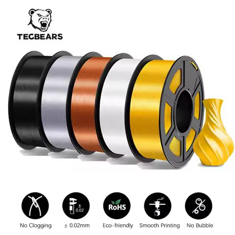 TECBEAS 5Rolls silk 3D Printer Filament 1.75mm Neatly Wound Coloful HighToughness for 3D Filament Fa