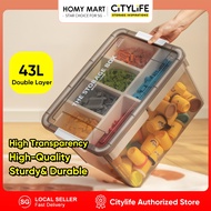 Citylife Storage Container Box 16L-43L Transparent Organizer Box Stackable Storage Box