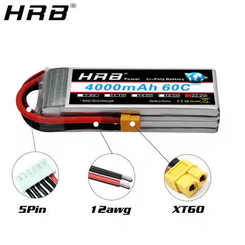 HRB 2S 3S 5S 4S 6S 3000mah 4000mah 5000mah 6000mah 7.4V 11.1V 14.8V 18.5V 22.2V XT60 Deans EC5 FPV A