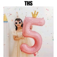 40 inch Pink Crown Number Balloon