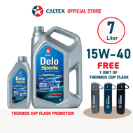 CALTEX Delo Sports Synthetic Blend SAE 15W-40 API CI-4 (7 Liters) Semi Synthetic Diesel Engine Oil  - THERMOS CUP FLASK PROMOTION