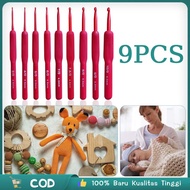 MERAH 9Pcs/1set Knitting Tools Crochet Crochet Hook Complete Set Red Crochet Crochet Crochet Hook 1 