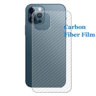For Apple iPhone 12 11 mini X Xs Xr Pro Max 3D Transparent Carbon Fiber Rear Back Film Stiker Screen Protector (Not Glass)