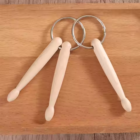 1/2Pc Mini Drum Sticks Keychain Wood Drumsticks Key Ring Keyfob Percussion Gift Stick Car Chain Bag