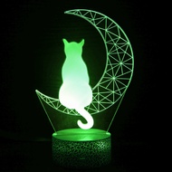 โคมไฟอะคริลิคสำหรับไฟ LED กลางคืนหรือเป็นของขวัญสำหรับการตกแต่งบ้าน lampu tidur แมวและแมวนอนใน3D