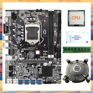 (KUEV) B75 BTC Mining Motherboard with Random CPU+Fan+8G DDR3 RAM+Thermal Grease 8 USB3.0 PCIE1X Slot LGA1155 SATA3.0 ETH Miner