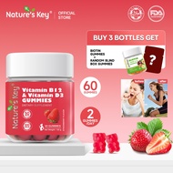 Nature's Key B12 + D3 Gummies - Support Immunity, Promote Bone Health | Sugar-Free, 60 Gummies