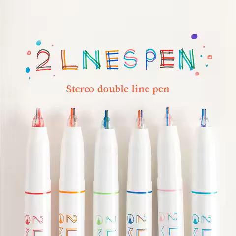 6pcs 2 Lines Colored Marker Pens Gel Pens Pigment Liner Highlighter DIY Drawing Painting Graffiti Pe