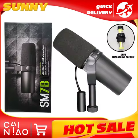 SM7B Microphone Black Metal Mic 7b Sm7b Dynamic Microphone Podcast Studio Set for Live/Stage Recordi