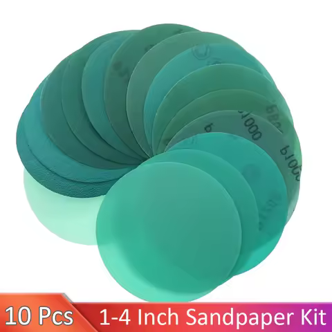 10Pcs 1-4 Inch Abrasive discs 25-100mm 60 to 2000 Grits Hook&Loop Film Green Sandpaper Sanding Disc 