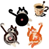Cat Coaster Gifts for Cat Lovers Cute 3PCS Insulation Coffee and Tea Coasters Desktop Woven