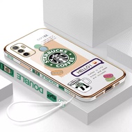 Plating Starbucks for Oppo A53 2020 Oppo A3S Oppo A12E Oppo A15 Oppo A15S Oppo RENO 4F Oppo RENO 5F straight edge mobile phone case